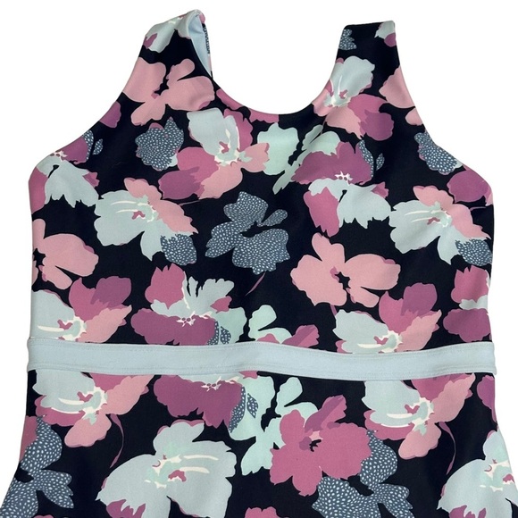 Zella Girls Reversible Journey One-Piece Swimsuit Size 16 Blue Purple Floral - Picture 2 of 10